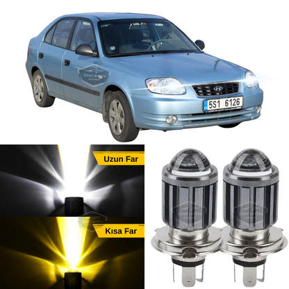 Hyundai Accent Admire 2003-2006 compatible bombilla de faro con proyector LED Xenon doble color amarillo-blanco efecto estroboscópico lámpara LED CSP luz alta y baja 2 unidades por juego