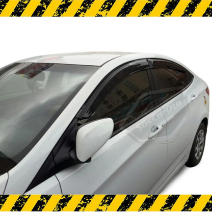 Hyundai Accent Blue 2011-2018 Juego de deflectores de viento Mugen para ventanas, negro piano, 4 piezas, importado
