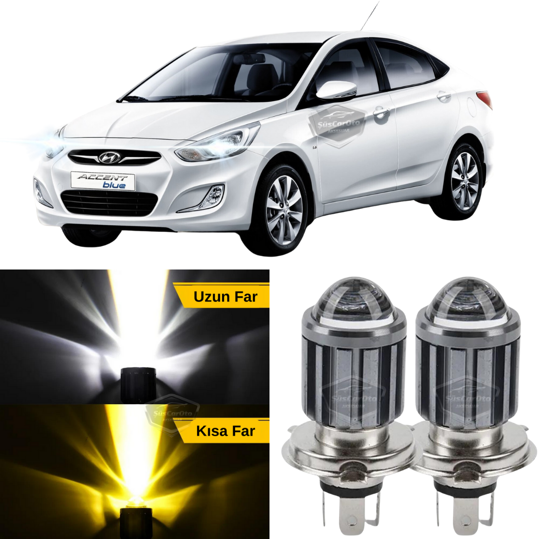 Bombilla de faro con proyector compatible con Hyundai Accent Blue 2011-2018, LED xenón de dos colores amarillo-blanco, lámpara LED CSP de efecto estroboscópico, luces altas y bajas, 2 unidades por juego.