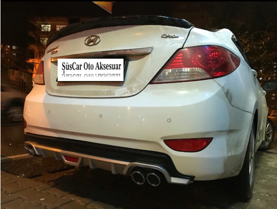 Difusor con aspecto de escape cuádruple para parachoques Hyundai Accent Blue