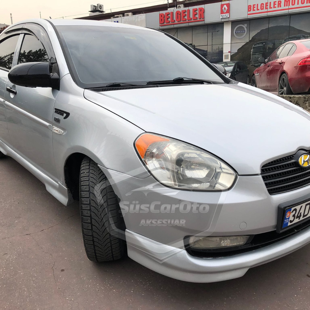 Hyundai Accent Era 2006-2012 Tapa de espejo retrovisor tipo Batman, Piano Black, Plástico ABS
