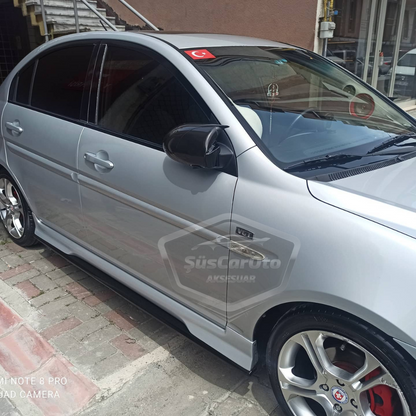 Hyundai Accent Era 2006-2012 Tapa de espejo retrovisor tipo Batman, Piano Black, Plástico ABS
