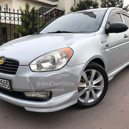 Hyundai Accent Era 2006-2012 Tapa de espejo retrovisor tipo Batman, Piano Black, Plástico ABS
