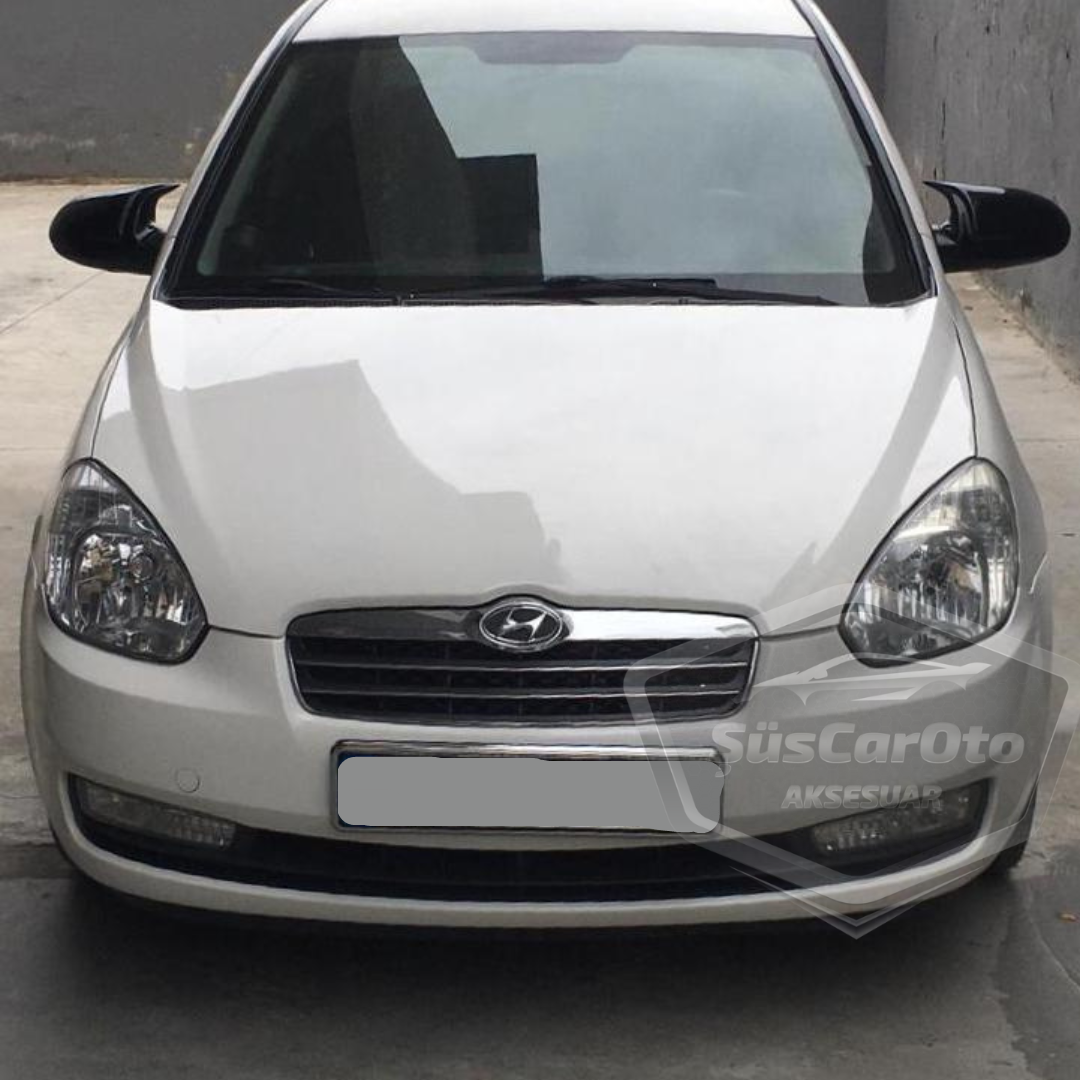 Hyundai Accent Era 2006-2012 Tapa de espejo retrovisor tipo Batman, Piano Black, Plástico ABS