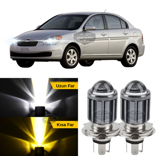 Hyundai Accent Era 2006-2012 Bombilla de faro con proyector compatible LED xenón Doble color amarillo-blanco Faro con efecto estroboscópico Lámpara LED CSP Larga Corta 2 Unidades