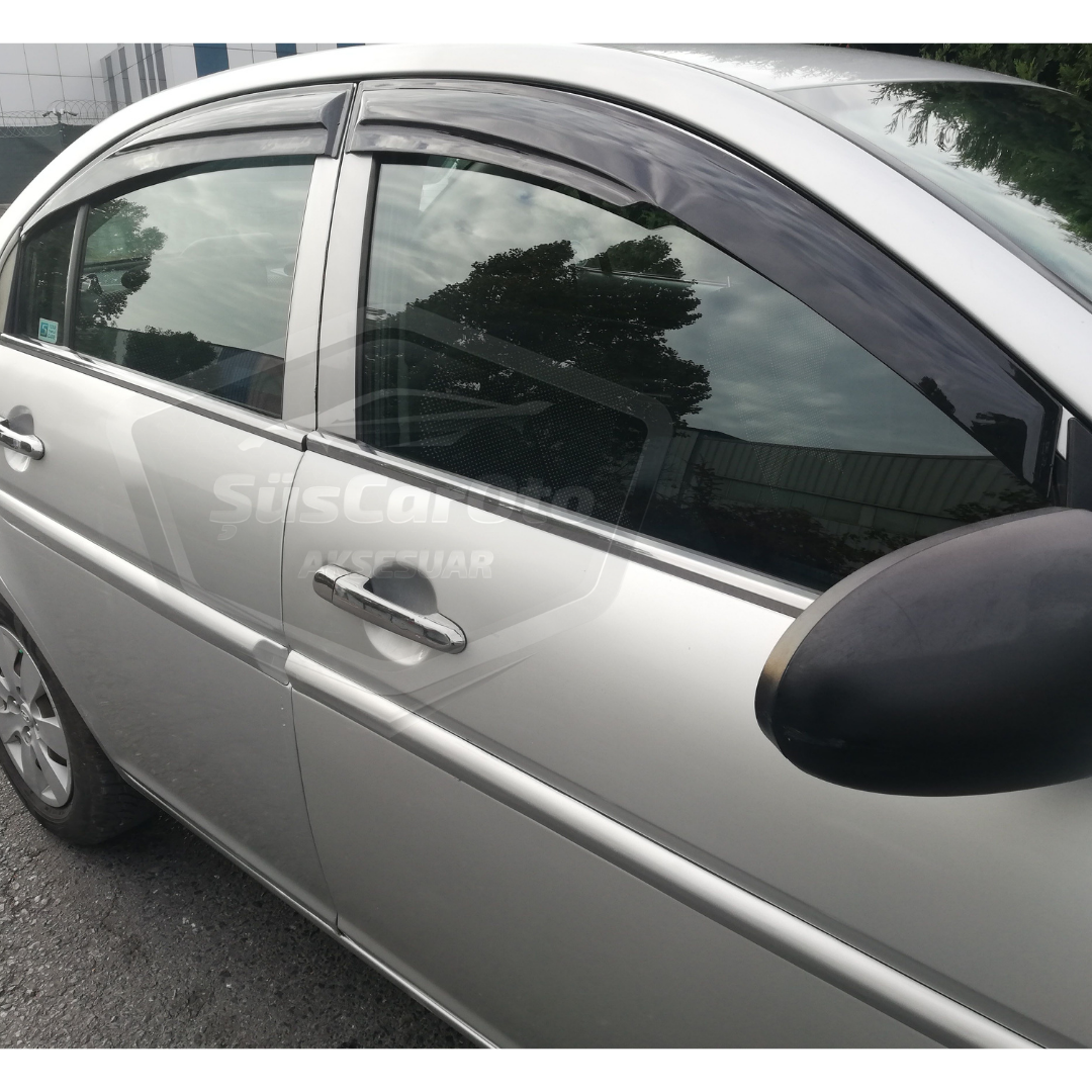 Juego de deflectores de viento Mugen para Hyundai Accent Era 2006-2012, negro piano, 4 piezas, importado