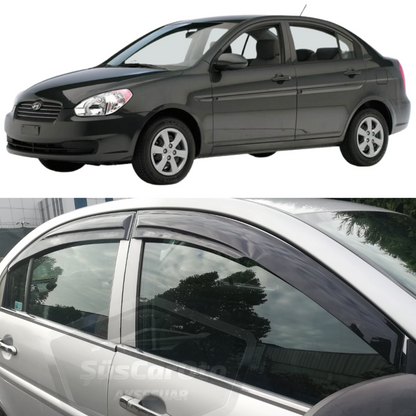 Juego de deflectores de viento Mugen para Hyundai Accent Era 2006-2012, negro piano, 4 piezas, importado