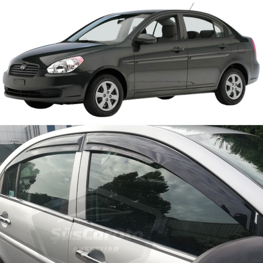 Juego de deflectores de viento Mugen para Hyundai Accent Era 2006-2012, negro piano, 4 piezas, importado
