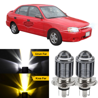 Hyundai Accent Millennium 2000-2003 Compatible Lente Faro Bombilla Led Xenón Doble Color Amarillo-Blanco Faro Efecto Estroboscópico CSP Led Lámpara Luces Largas Cortas 2 Unidades Set