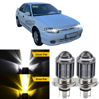 Hyundai Accent "Yumurta Kasa" 1995-2000 Compatible Lente Faro Bombilla Led Xenón Doble Color Amarillo-Blanco Faro Efecto Estroboscópico Lámpara Led CSP Largas Cortas 2 Unidades Set