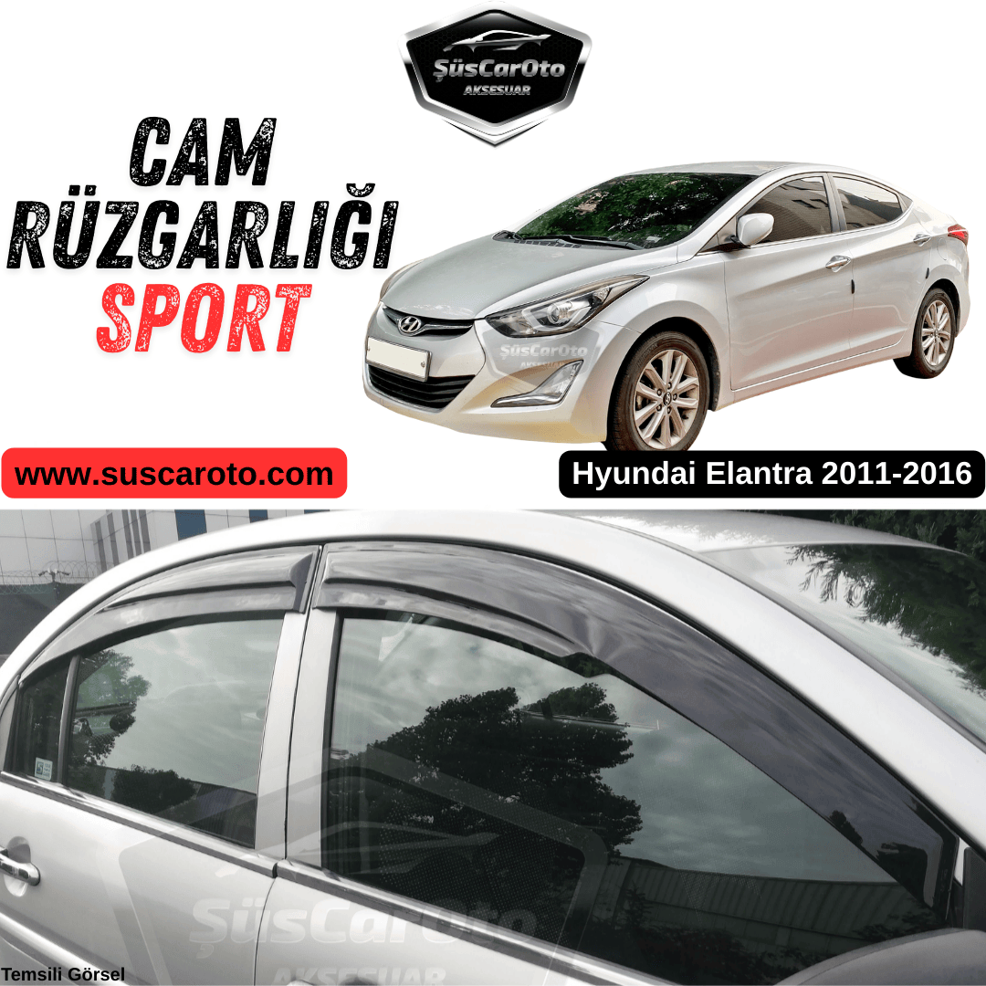 Juego de deflectores de ventana Mugen para Hyundai Elantra 2011-2016, negro piano, 4 piezas, brillante, importado