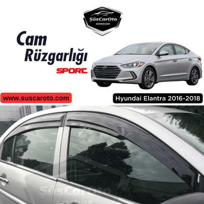 Deflectores de viento Mugen para Hyundai Elantra 2016-2018, negro piano, juego de 4 piezas, importados, negro brillante