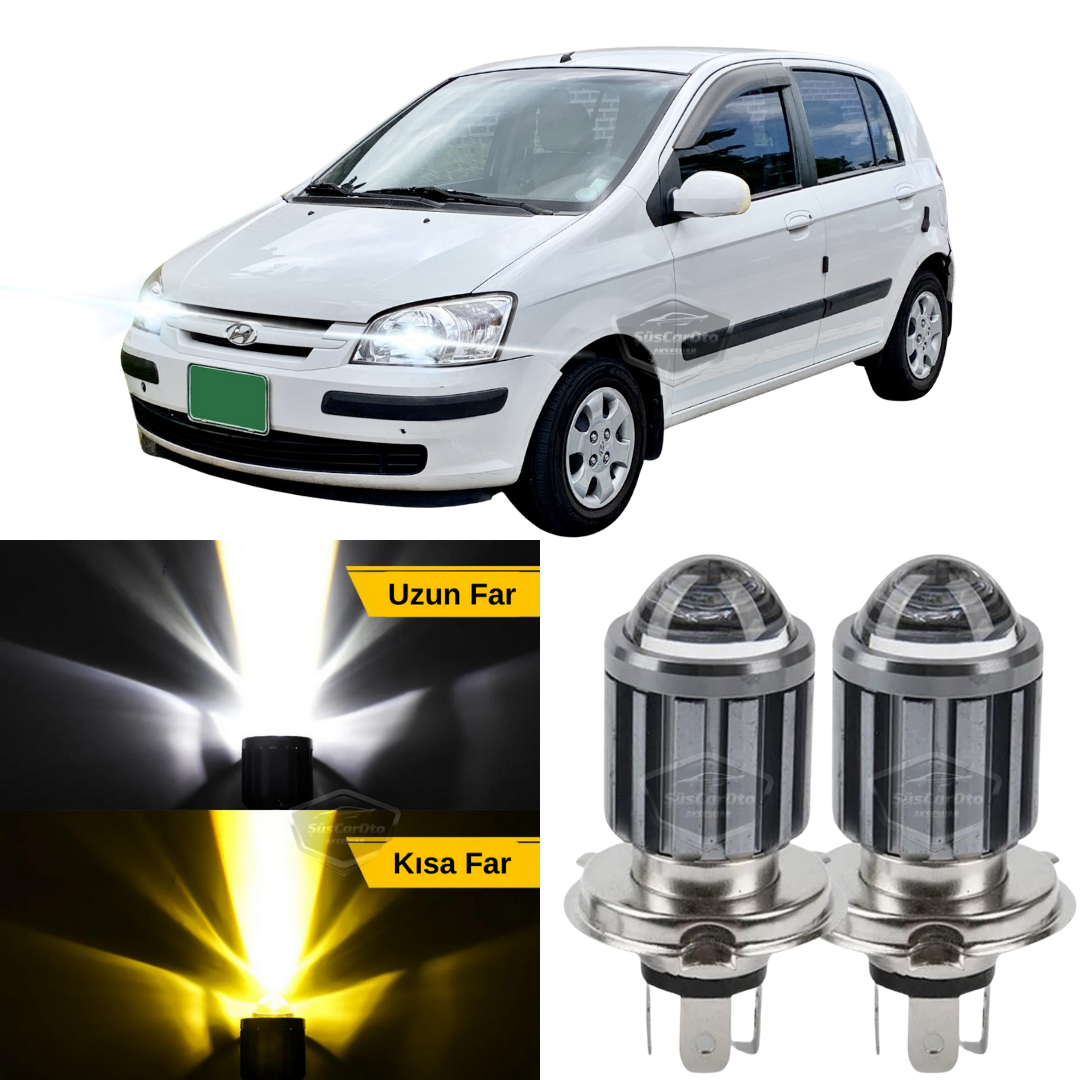 Hyundai Getz 2002–2011 Bombilla de faro con proyector LED xenón de doble color amarillo-blanco, lámpara LED CSP de efecto estroboscópico, luz alta y baja, 2 unidades por juego