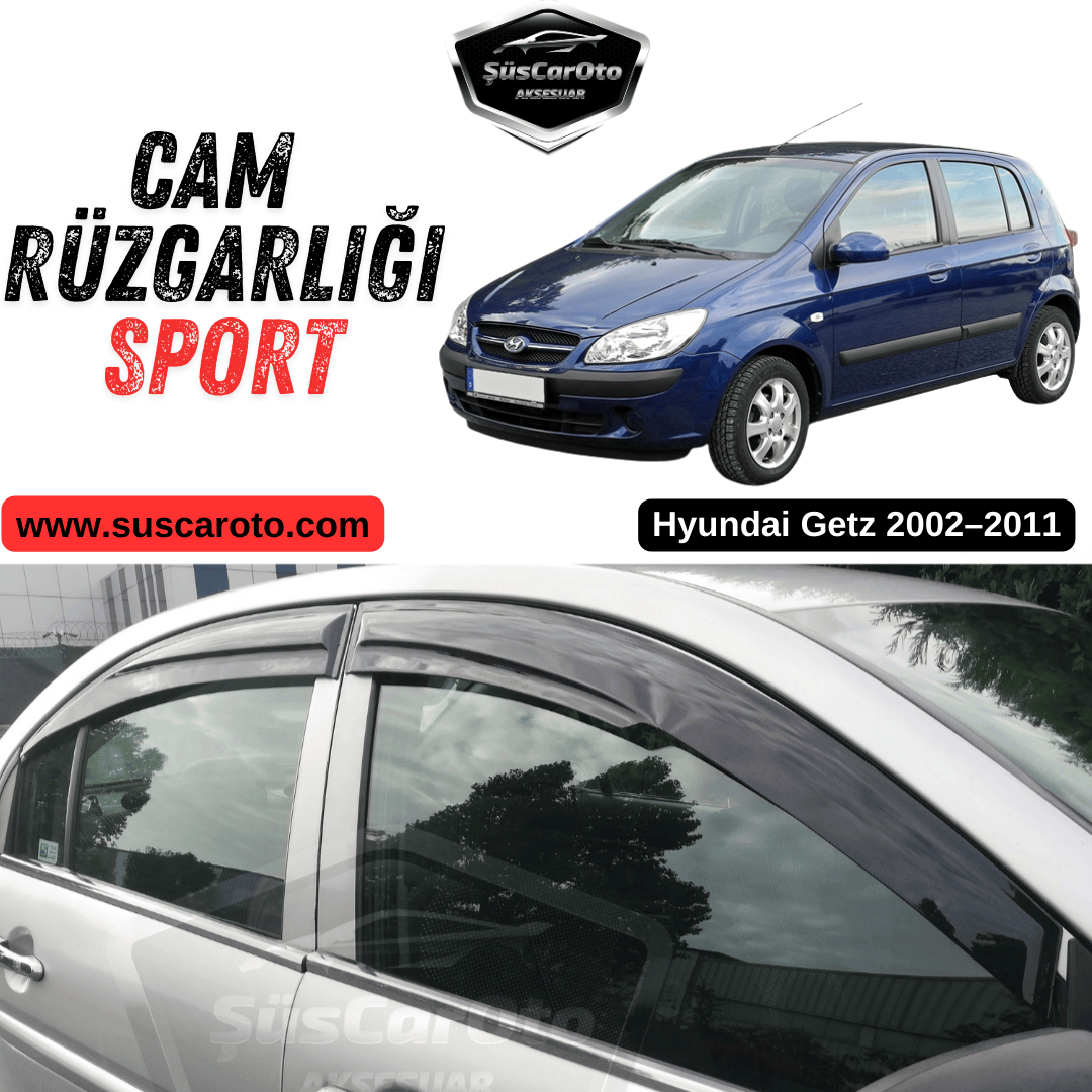 Juego de derivabrisas Mugen compatibles con Hyundai Getz 2002–2011, Piano Black, 4 piezas, negro brillante importado