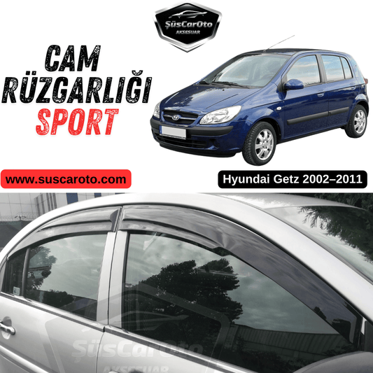 Juego de derivabrisas Mugen compatibles con Hyundai Getz 2002–2011, Piano Black, 4 piezas, negro brillante importado