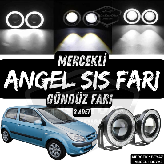 Hyundai Getz 2002–2011 Compatible Universal Luz Antiniebla Ojo de Ángel Lente Metálica Impermeable 76 mm Anillo Blanco Luz Diurna Ojos de Ángel 2 Unidades