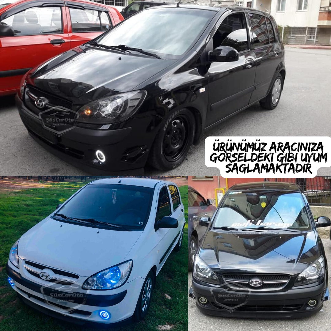 Hyundai Getz 2002-2011 Compatible Faro antiniebla universal con proyector Angel de metal, impermeable, 76 mm, con halo azul, luz diurna, Angel Eyes, 2 unidades