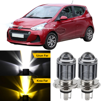 Hyundai I10 2007-2019 Compatible Lente Faro Bombilla Led Xenon Doble Color Amarillo-Blanco Faro con Efecto Estroboscópico CSP Led Lámpara Luz Larga y Corta 2 Unidades Set