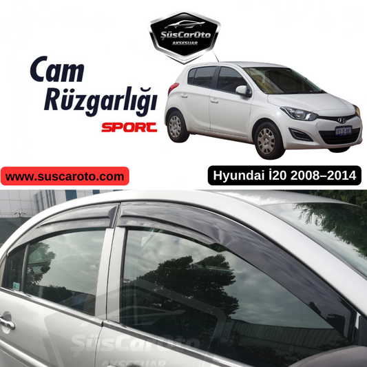 Juego de deflectores de viento Mugen para Hyundai i20 2008-2014, Piano Black, 4 piezas, Importado