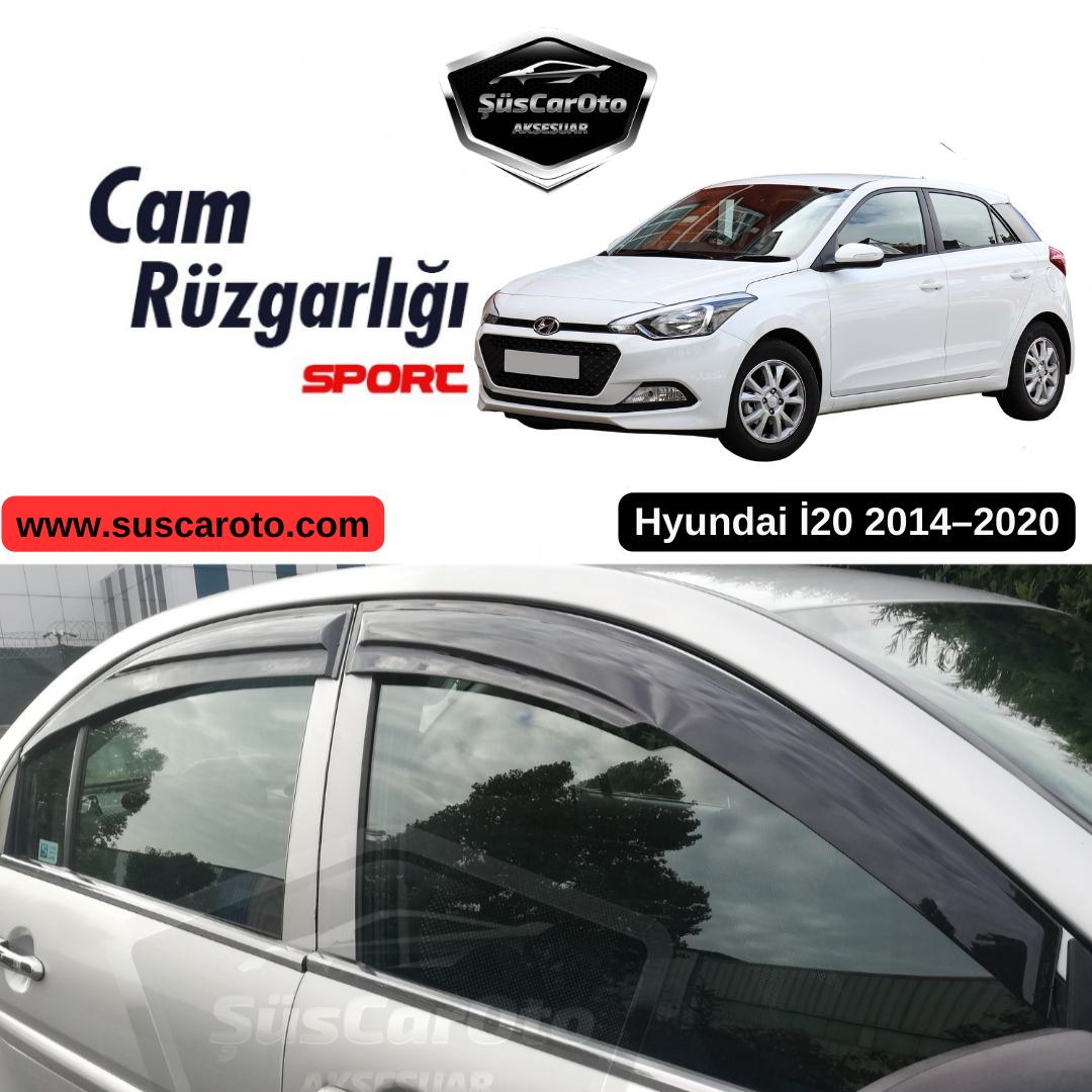 Deflectores de viento Mugen para Hyundai i20 2014-2020, juego de 4, negro piano, importado