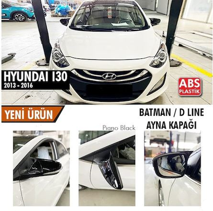 Hyundai i30 2012-2017 Tapa de espejo retrovisor tipo murciélago Piano Black Plástico ABS