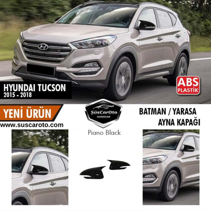Tapa de espejo retrovisor Batman Bat compatible con Hyundai Tucson 2015-2018, plástico ABS negro piano