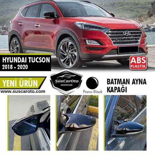 Cubierta de espejo Batman Bat compatible con Hyundai Tucson 2018-2020 Piano Black Plástico ABS