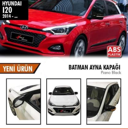 Cubierta de espejo Batman murciélago con señal para Hyundai i20 a partir de 2014, plástico ABS negro piano