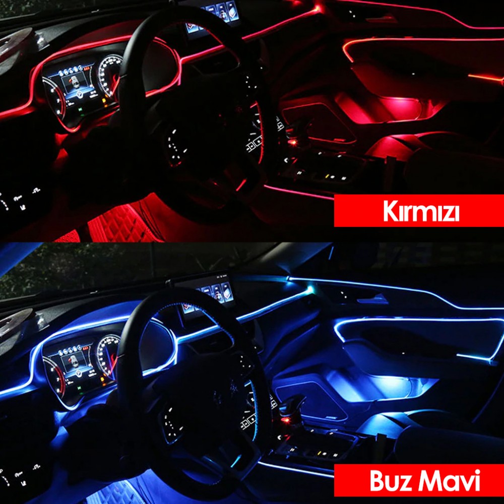 Luz LED de neón de 2 metros para salpicadero de coche, de colores