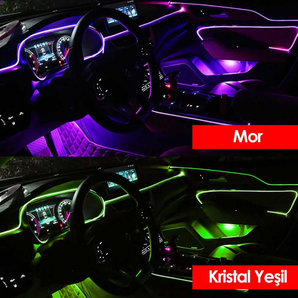 Luz LED de neón de 2 metros para salpicadero de coche, de colores