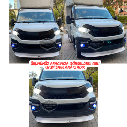 Faros antiniebla universales de lente Angel compatibles con Iveco Daily, metal, impermeables, 76 mm, con aro naranja, luces diurnas Angel Eyes, 2 unidades