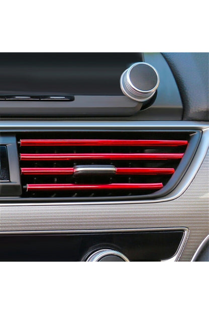 Kit de molduras decorativas para rejillas de ventilación de aire acondicionado de coche, color rojo