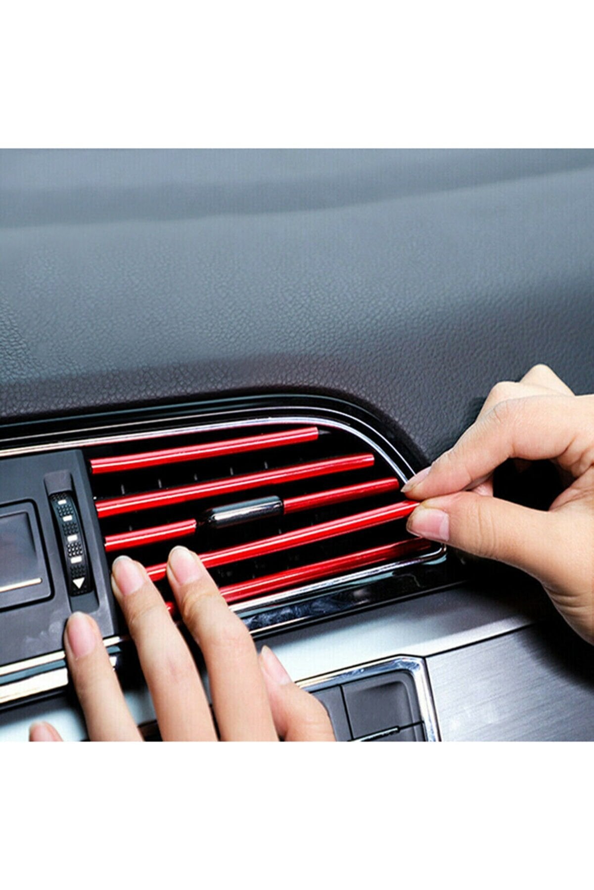 Kit de molduras decorativas para rejillas de ventilación de aire acondicionado de coche, color rojo