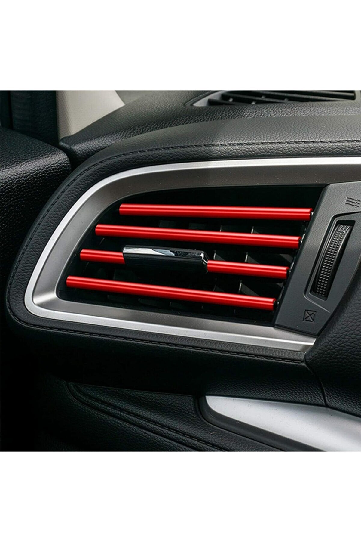 Kit de molduras decorativas para rejillas de ventilación de aire acondicionado de coche, color rojo