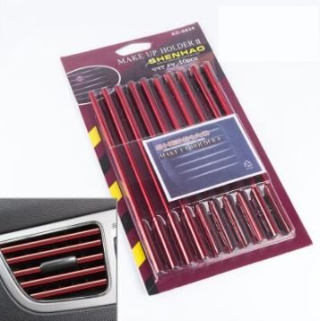 Kit de molduras decorativas para rejillas de ventilación de aire acondicionado de coche, color rojo