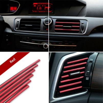 Kit de molduras decorativas para rejillas de ventilación de aire acondicionado de coche, color rojo