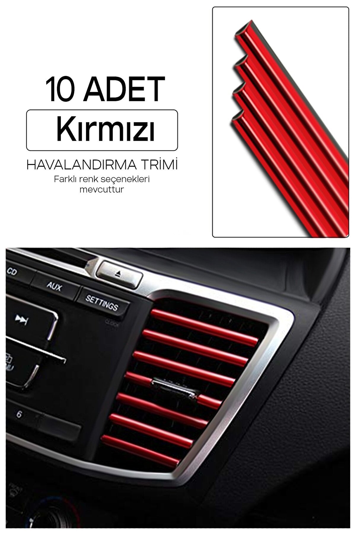 Kit de molduras decorativas para rejillas de ventilación de aire acondicionado de coche, color rojo