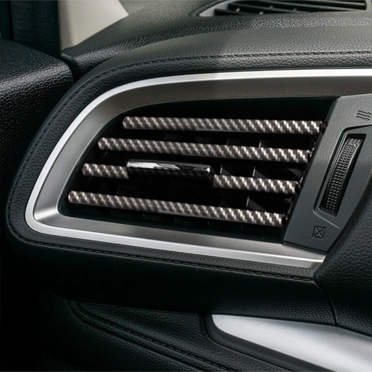 Moldura decorativa de fibra de carbono para rejilla de ventilación de aire acondicionado interior de coche