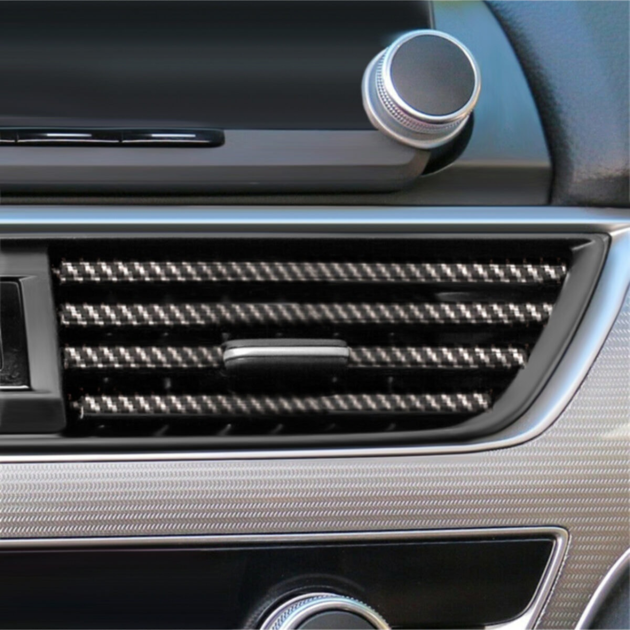 Moldura decorativa de fibra de carbono para rejilla de ventilación de aire acondicionado interior de coche