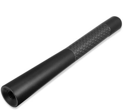 Antena de coche de metal negra, tipo barra deportiva, con patrón de carbono para radio