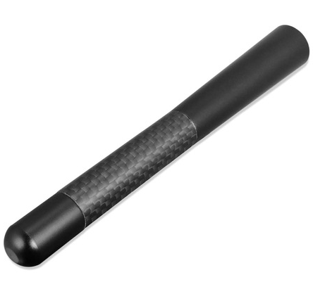 Antena de coche de metal negra, tipo barra deportiva, con patrón de carbono para radio