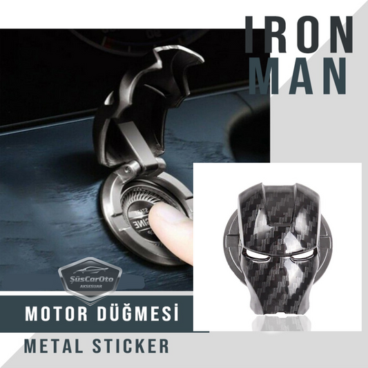 Tapa de botón Start Stop Iron Man de metal, protector de botón decorativo especial de aleación de zinc carbono