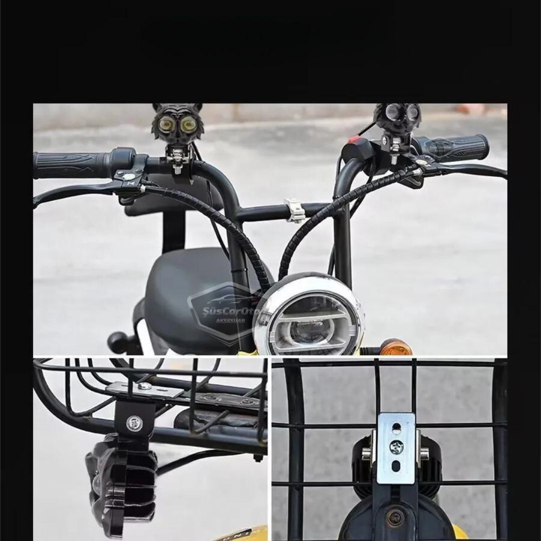 Faro auxiliar ojo de gato, doble color, amarillo-blanco, 9-60V, para coche, motocicleta, off road, lámpara LED, proyector perforador y difusor de 50W, luz de trabajo todoterreno de metal, 1 unidad ONG44
