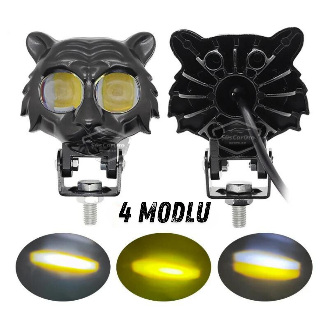 Faro auxiliar ojo de gato, doble color, amarillo-blanco, 9-60V, para coche, motocicleta, off road, lámpara LED, proyector perforador y difusor de 50W, luz de trabajo todoterreno de metal, 1 unidad ONG44