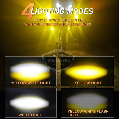 Faro auxiliar ojo de gato, doble color, amarillo-blanco, 9-60V, para coche, motocicleta, off road, lámpara LED, proyector perforador y difusor de 50W, luz de trabajo todoterreno de metal, 1 unidad ONG44