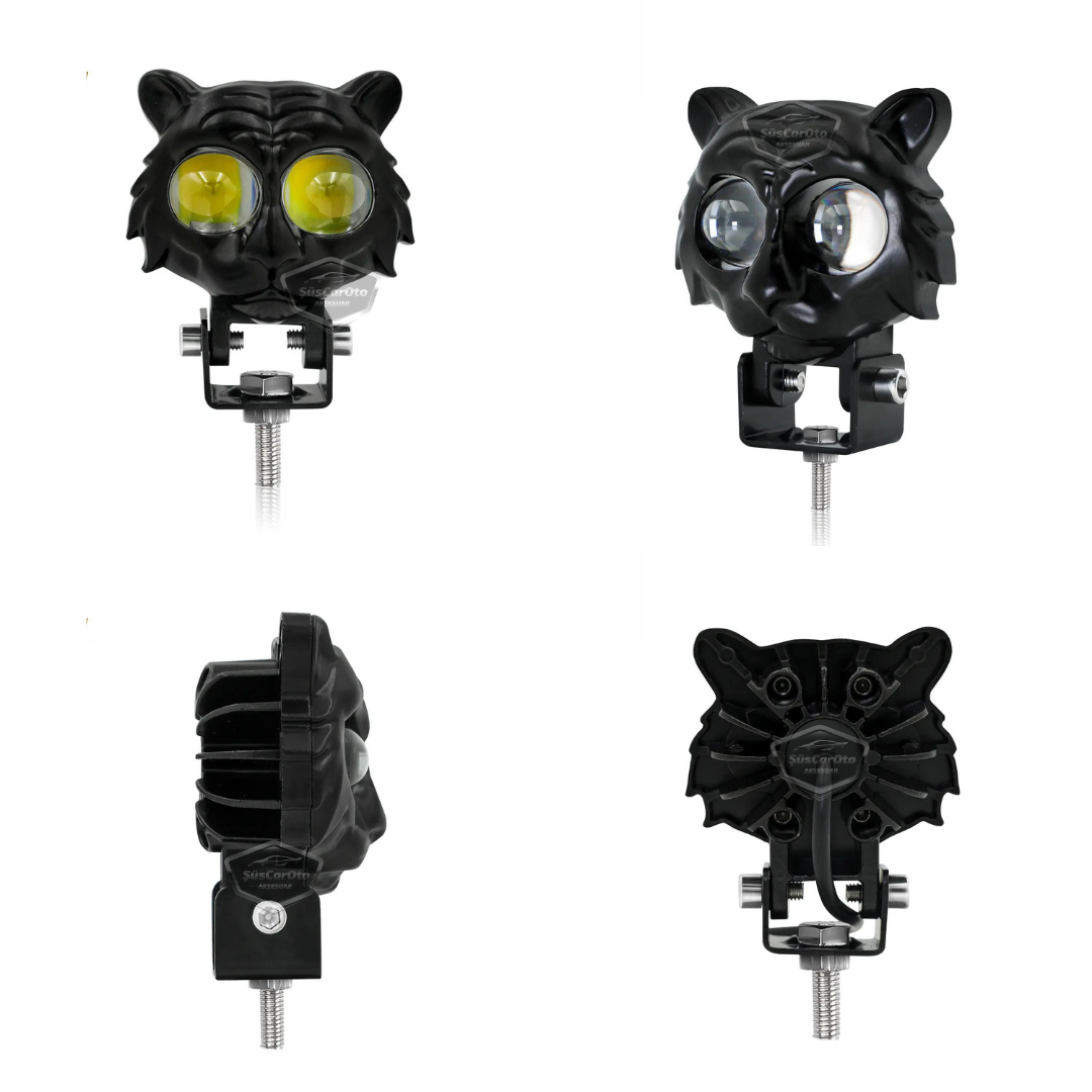 Faro auxiliar ojo de gato, doble color, amarillo-blanco, 9-60V, para coche, motocicleta, off road, lámpara LED, proyector perforador y difusor de 50W, luz de trabajo todoterreno de metal, 1 unidad ONG44
