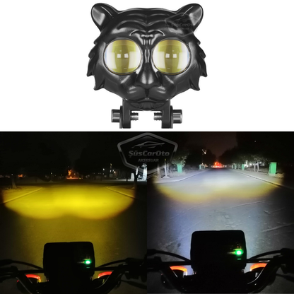 Faro auxiliar ojo de gato, doble color, amarillo-blanco, 9-60V, para coche, motocicleta, off road, lámpara LED, proyector perforador y difusor de 50W, luz de trabajo todoterreno de metal, 1 unidad ONG44