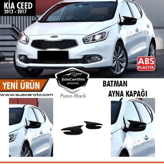 Cubierta de espejo retrovisor Kia Ceed con intermitente 2012-2017 Batman Murciélago Piano Black ABS Plástico