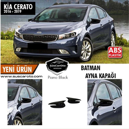 Kia Cerato Intermitente 2016-2019 Cubierta de Espejo de Murciélago Batman Plástico ABS Negro Piano