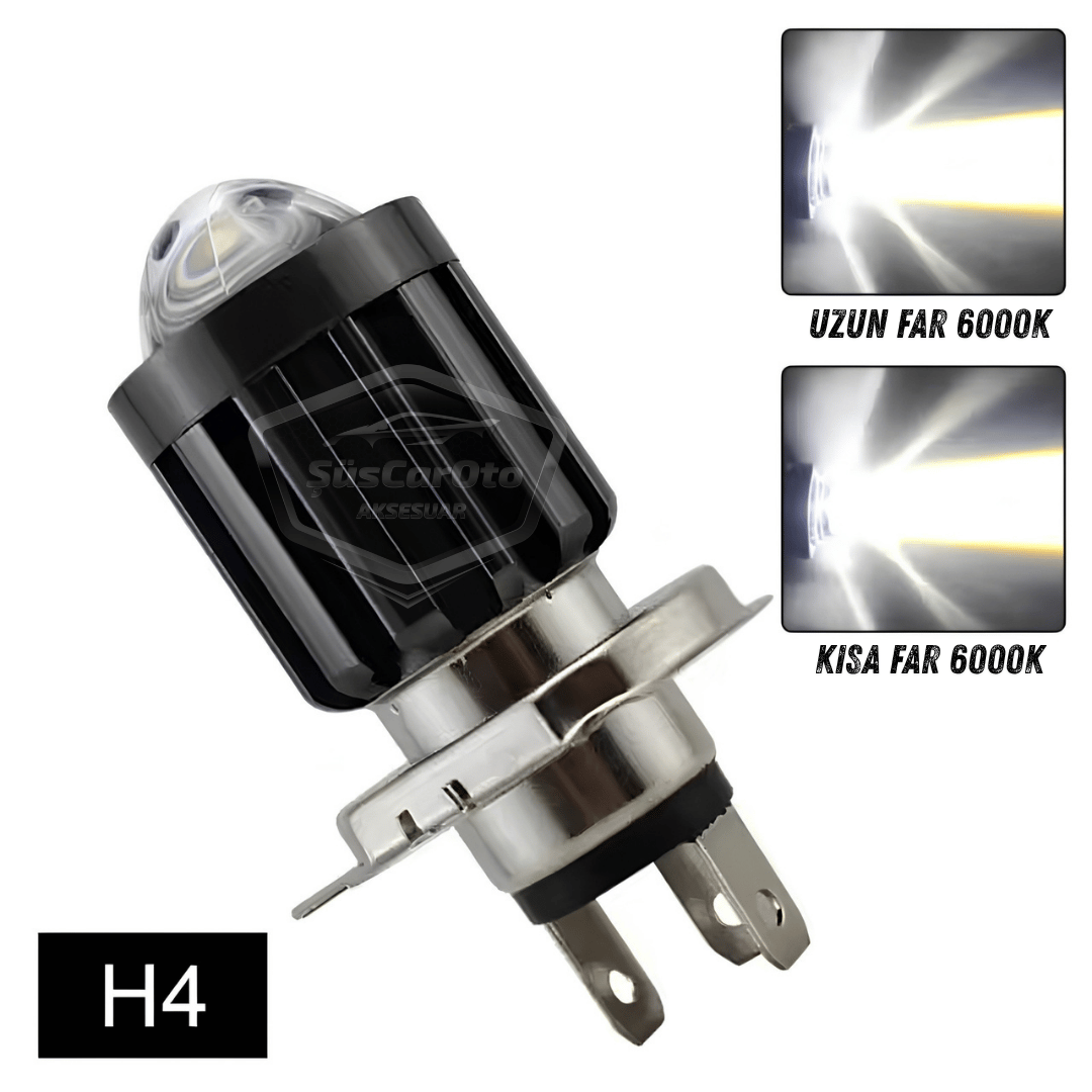 Kia Picanto 2003-2011 Uyumlu Mercekli Far Ampulü Led Xenon Beyaz Renk Far Şimşek Etkili CSP Led Lamba Uzun Kısa 2 Adet Takım